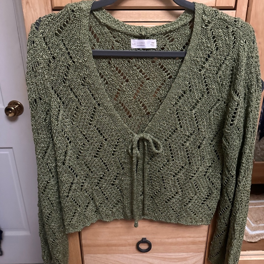 LC Lauren Conrad Olive V-Neck Sweater